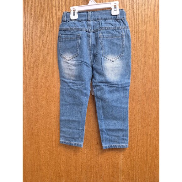Light Wash Distressed Denim with Leopard 4T Kids all sizes - Picture 6 of 6